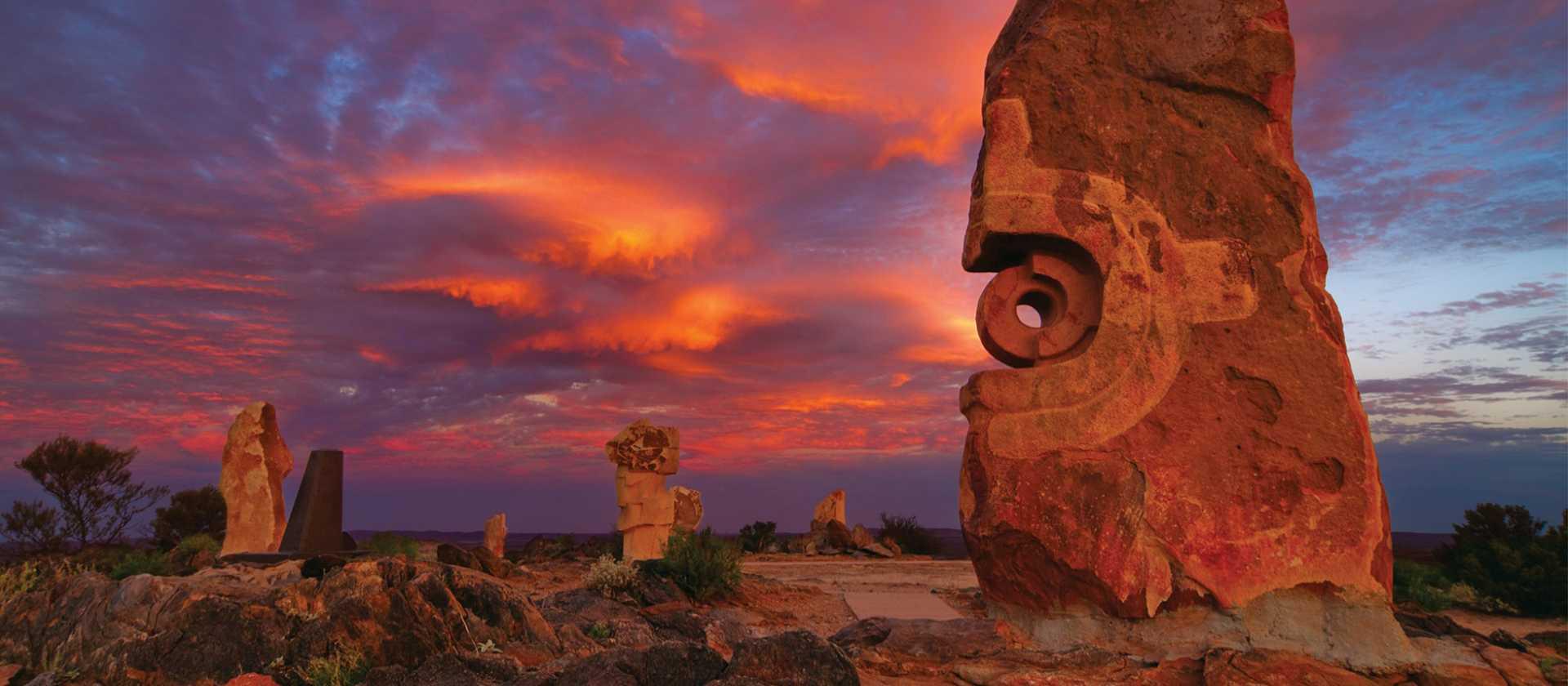 Broken Hill's Living Desert Sculptures at Sunset